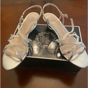 Silver wedge strap sandals Size 8-1/2